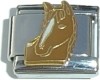 CT3541 Brown Horse Head White Stripe Italian Charm