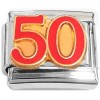 CT3621 Number 50 Fifty Red Italian Charm