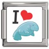 CT3705 I Love Manatees Photo Italian Charm