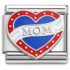 CT3717 Mom on Blue Red Heart Italian Charm