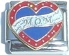CT3717 Mom on Blue Red Heart Italian Charm