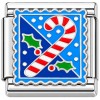 CT3992 Candy Cane and Holly on Blue Italian Charm