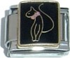 CT4082 Cat Outline on Black Italian Charm