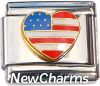 CT4378 Heart USA Flag Italian Charm