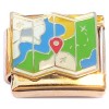CT4459 Travel Adventure Map Goldtone Base Italian Charm
