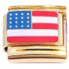 CT4464 USA American Flag Goldtone Base Italian Charm
