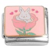 CT4475 Bunny Rabbit Flower Hearts Italian Charm