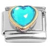 CT4484 Bright Blue Heart Bling Italian Charm