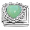 CT4496 Vintage Green Heart Pearly Italian Charm