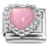 CT4497 Vintage Pink Heart Pearly Italian Charm