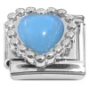 CT4498 Vintage Blue Heart Pearly Italian Charm