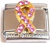 CT4518 Pink Ribbon With Stones Italian Charm
