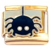 CT4628 Black Spider Gold Base Italian Charm