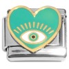 CT4688 Evil Eye Protection Teal Heart Italian Charm