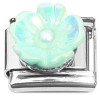 CT4698 Raised Aqua Pearly Flower Italian Charm