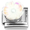 CT4699 Raised Iridescent Pearly Flower Italian Charm
