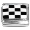 CT4814 Black White Checkered Racing Flag Italian Charm