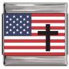 CT6214 Cross on American Flag Italian Charm