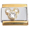 CT6695 Mouse Ears Gold Trim Italian Charm