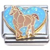 CT6740 Brown Horse Blue Heart Italian Charma