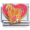 CT6741 Brown Horse Red Heart Italian Charma