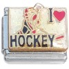 CT6772 I Love Hockey on White Italian Charm