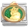 CT6837 Cat Kittie Ornament Green Italian Charm