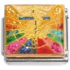 CT6851 Cross Glitter Stained Glass Window Italian Charm