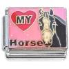 CT6876 I Love My Horse Pink Italian Charm