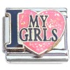 CT6906 I Love My Girls Pink Glitter Heart Italian Charm