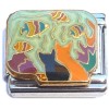 CT6967 Orange and Black Cats Watching Fish Italian Charm