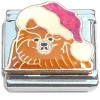 CT6971 Brown Dog Red Santa Hat Italian Charm