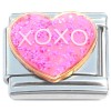 CT7143 XOXO Glitter Pink Heart Italian Charm