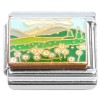 CT7150 White Flowers Field Mountains Sky Italian Charm