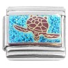 CT7159 Brown Sea Turtle Sparkle Glitter Ocean Water Italian Charm 