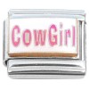 CT7165 Cowgirl Pink Text Cow Girl Italian Charm 