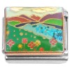 CT7193 Colorful Flowers Grass Sparkle River Italian Charm 