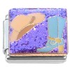 CT7214 Cowboy Cowgirl Boots Hat Purple Glitter Italian Charm 