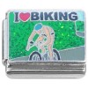 CT7230 I Love Biking Bike Rider Green Glitter Italian Charm