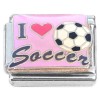 CT7268 I Love Soccer on Pink Italian Charm