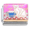 CT7270 White Cat Tea Cup on Pink Italian Charm
