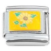 CT7301 Sunflower and Leaves on Yellow Italian Charm