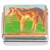 CT7311 Brown Horses Grass Blue Sky Italian Charm