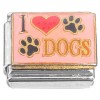 CT7323 I Love Dogs Paw Prints Pink Italian Charm