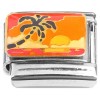 CT7338 Sunset Sky Palm Tree Water Italian Charm
