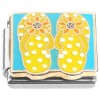 CT7355 Yellow Flip Flops on Blue Italian Charm