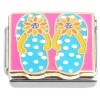 CT7356 Blue Flip Flops on Pink Italian Charm