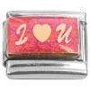 CT7388 I Love You Pink Glitter Italian Charm
