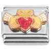 CT7393 Red Claddagh Heart Hands Italian Charm