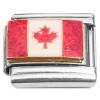 CT7440 Canadian Flag Glitter Maple Leaf Italian Charms